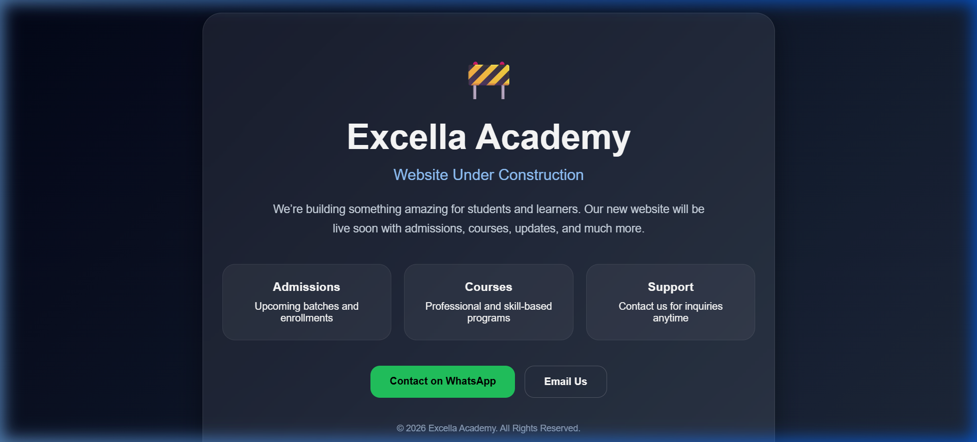 Excella Academy website preview